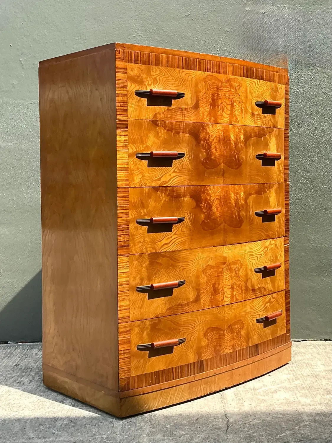 Vintage Deco Burl Wood Stall Chest of Drawers — additional photo 3