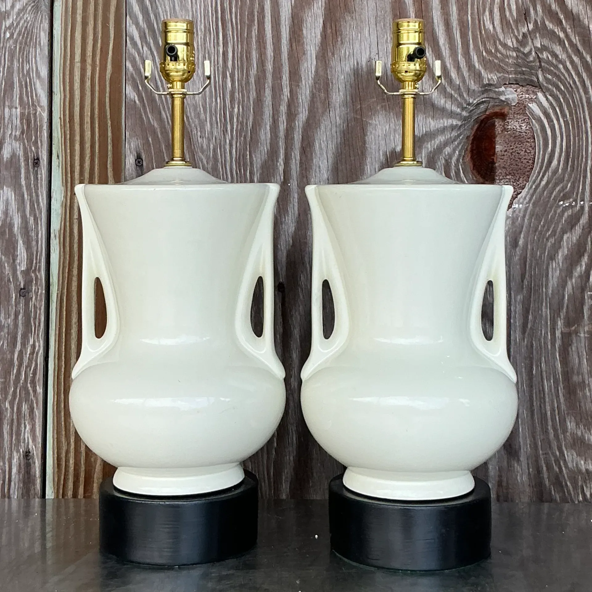 Vintage Deco Glazed Ceramic Lamps - a Pair — additional photo 1