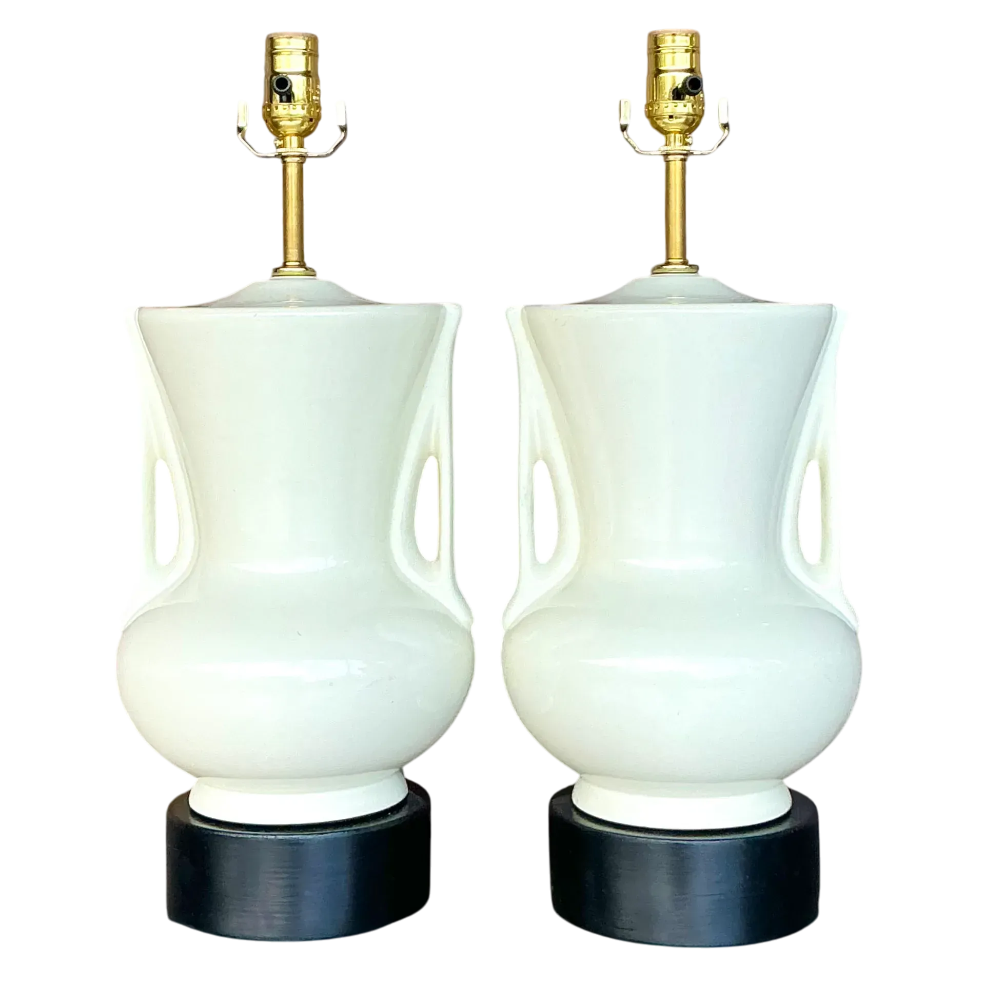 Vintage Deco Glazed Ceramic Lamps - a Pair — additional photo 2