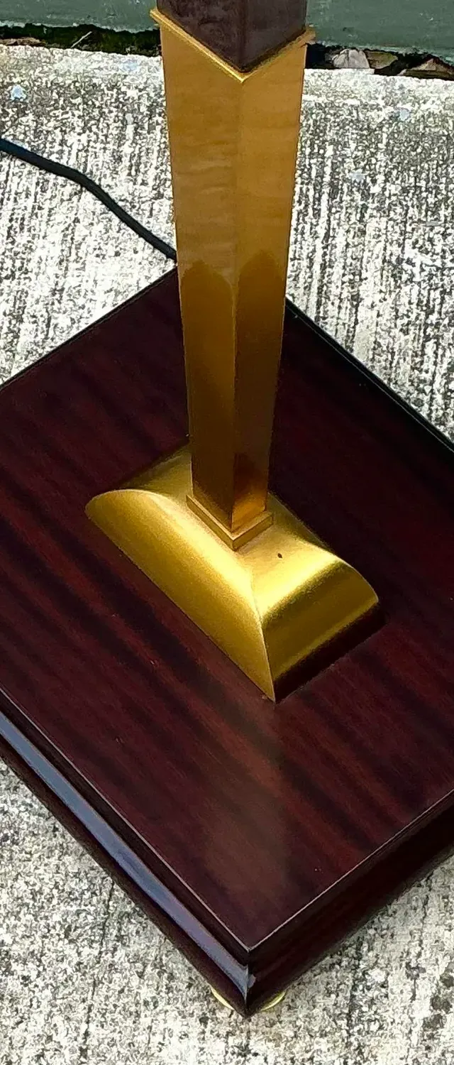 Vintage Deco Zebra Wood and Brass Floor Lamp