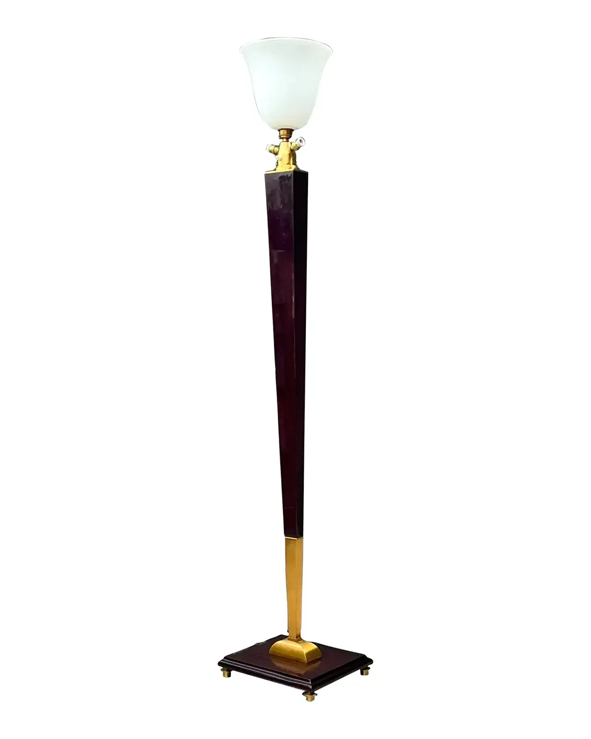 Vintage Deco Zebra Wood and Brass Floor Lamp — additional photo 1
