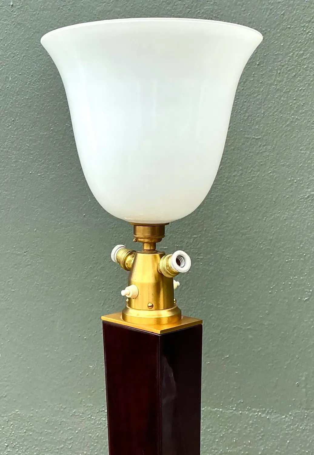 Vintage Deco Zebra Wood and Brass Floor Lamp — additional photo 4