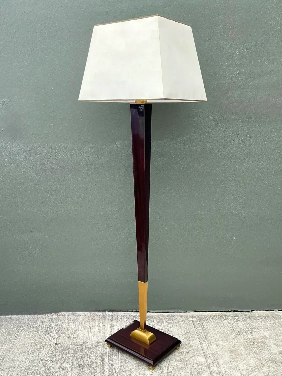 Vintage Deco Zebra Wood and Brass Floor Lamp — additional photo 7