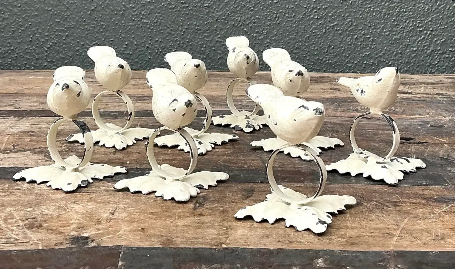 Vintage Distressed Bird Napkin Rings - Set of 8 — additional photo 2