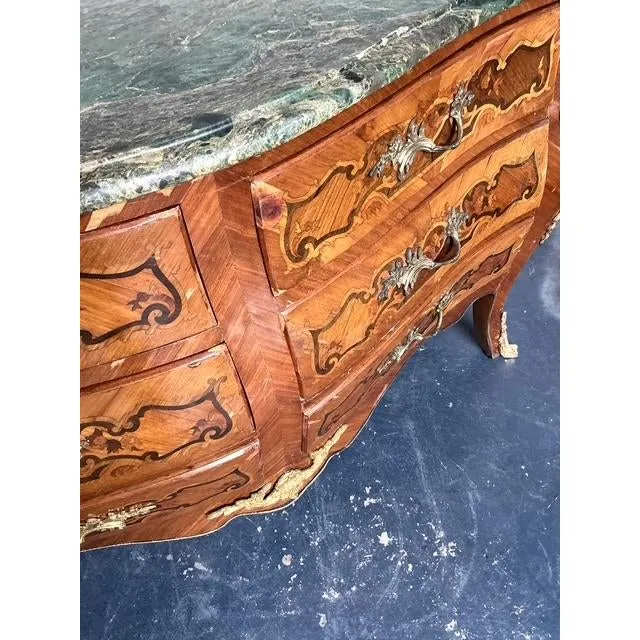 Vintage Distressed Marquetry and Ormolu Bombe Chest — additional photo 4