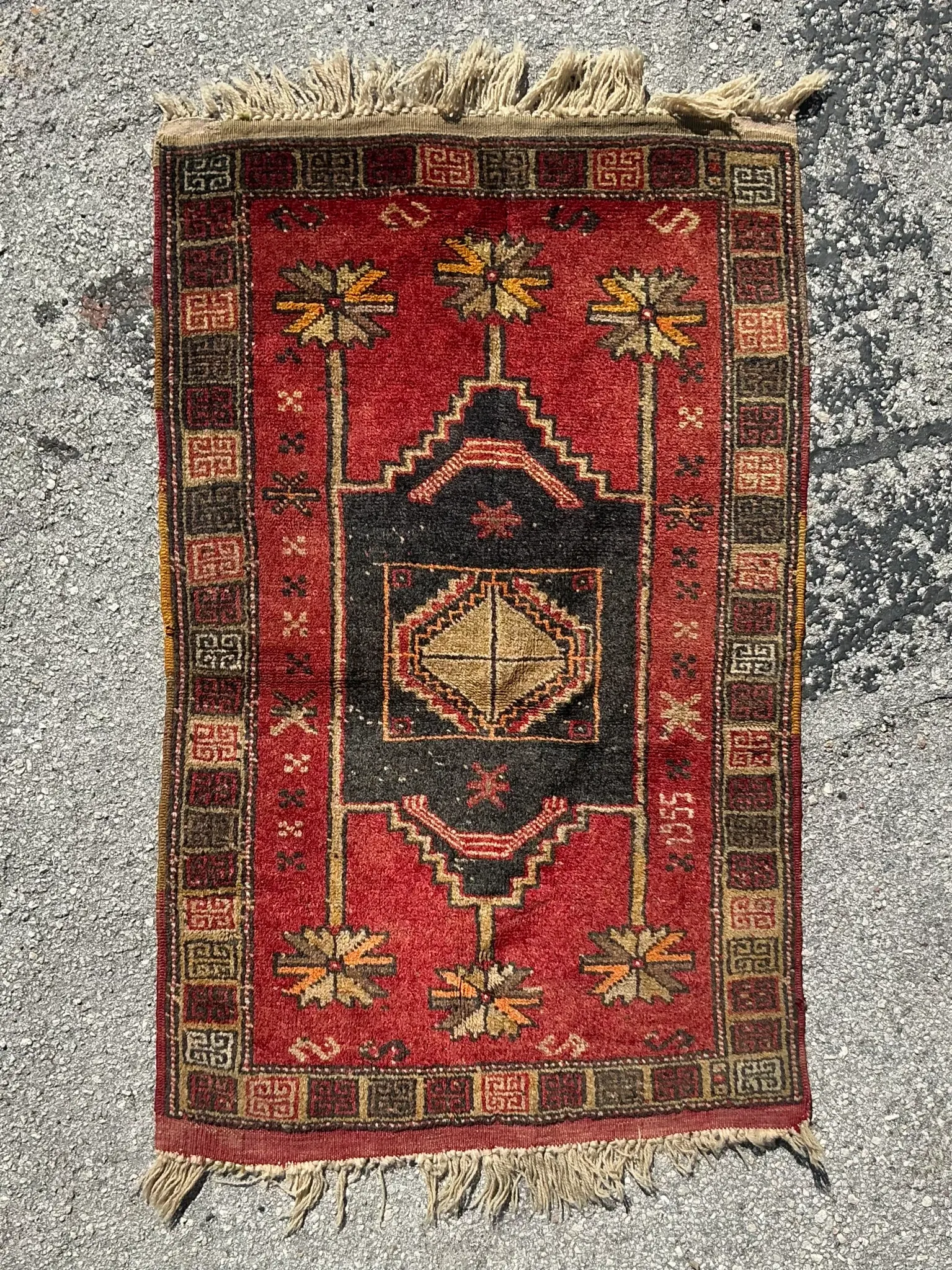 Vintage Distressed Woven Wool Rug — additional photo 2