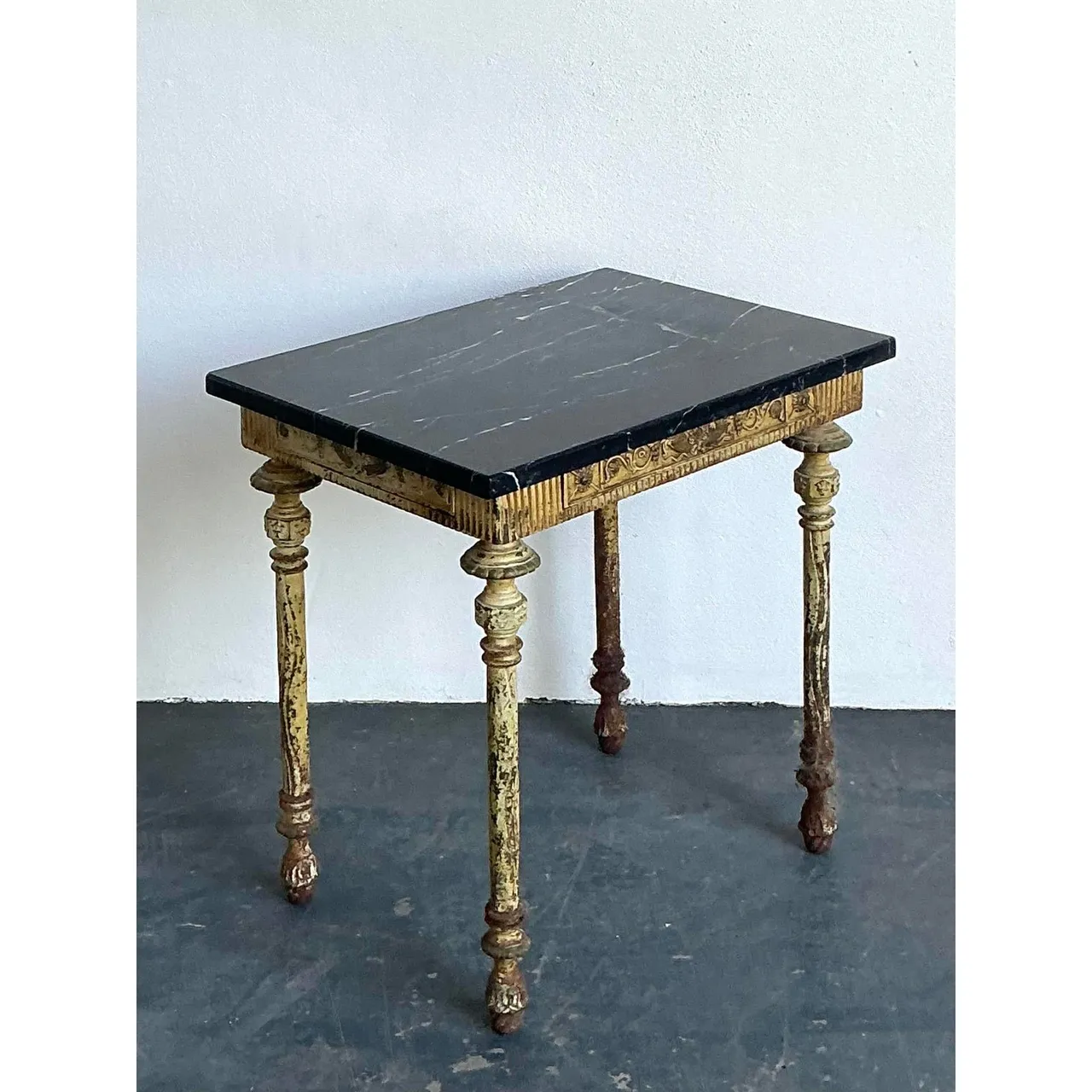 Vintage Distressed Wrought Iron Side Table
