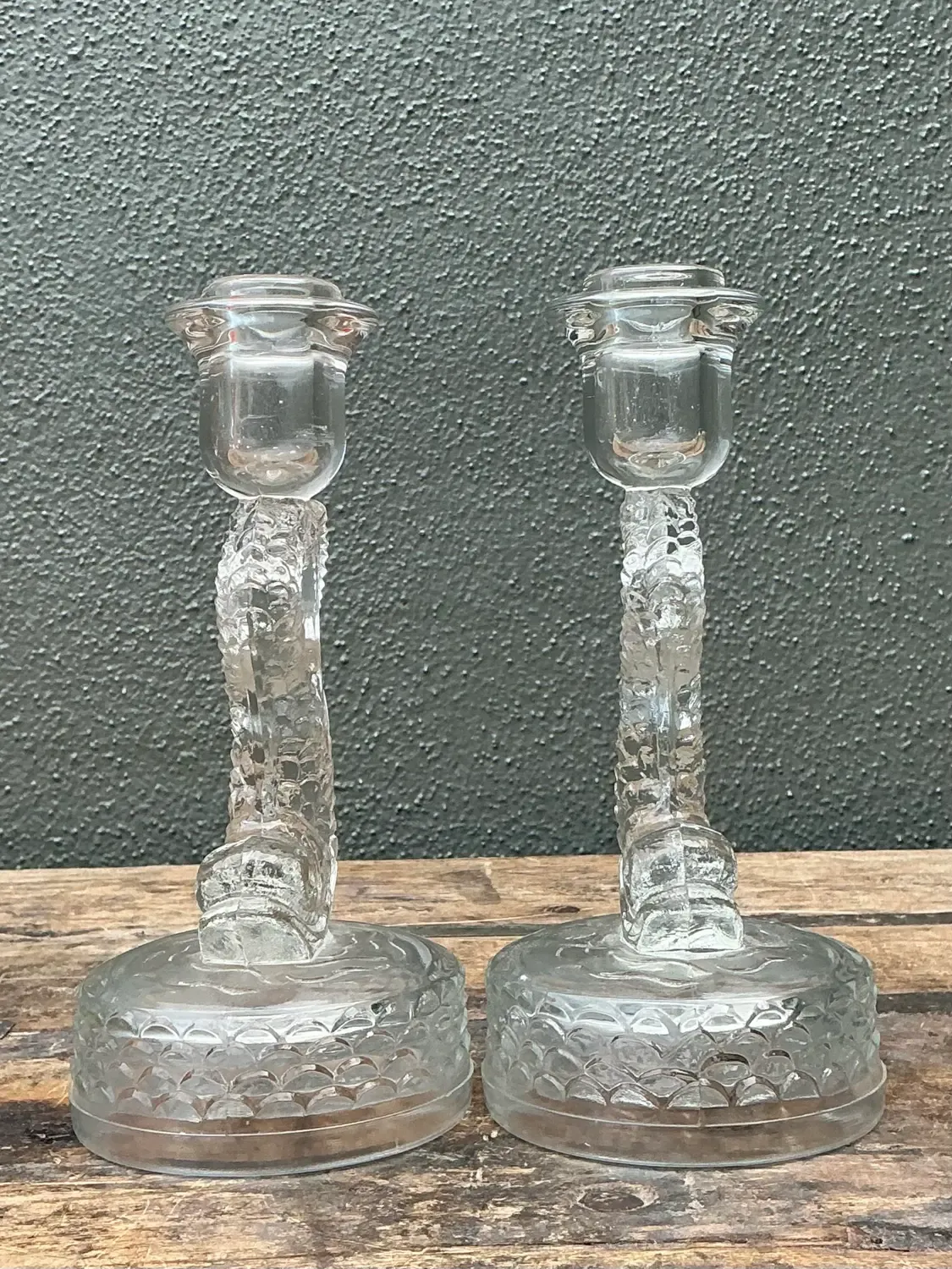 Vintage Dolphin Glass Candlesticks - A Pair — additional photo 5