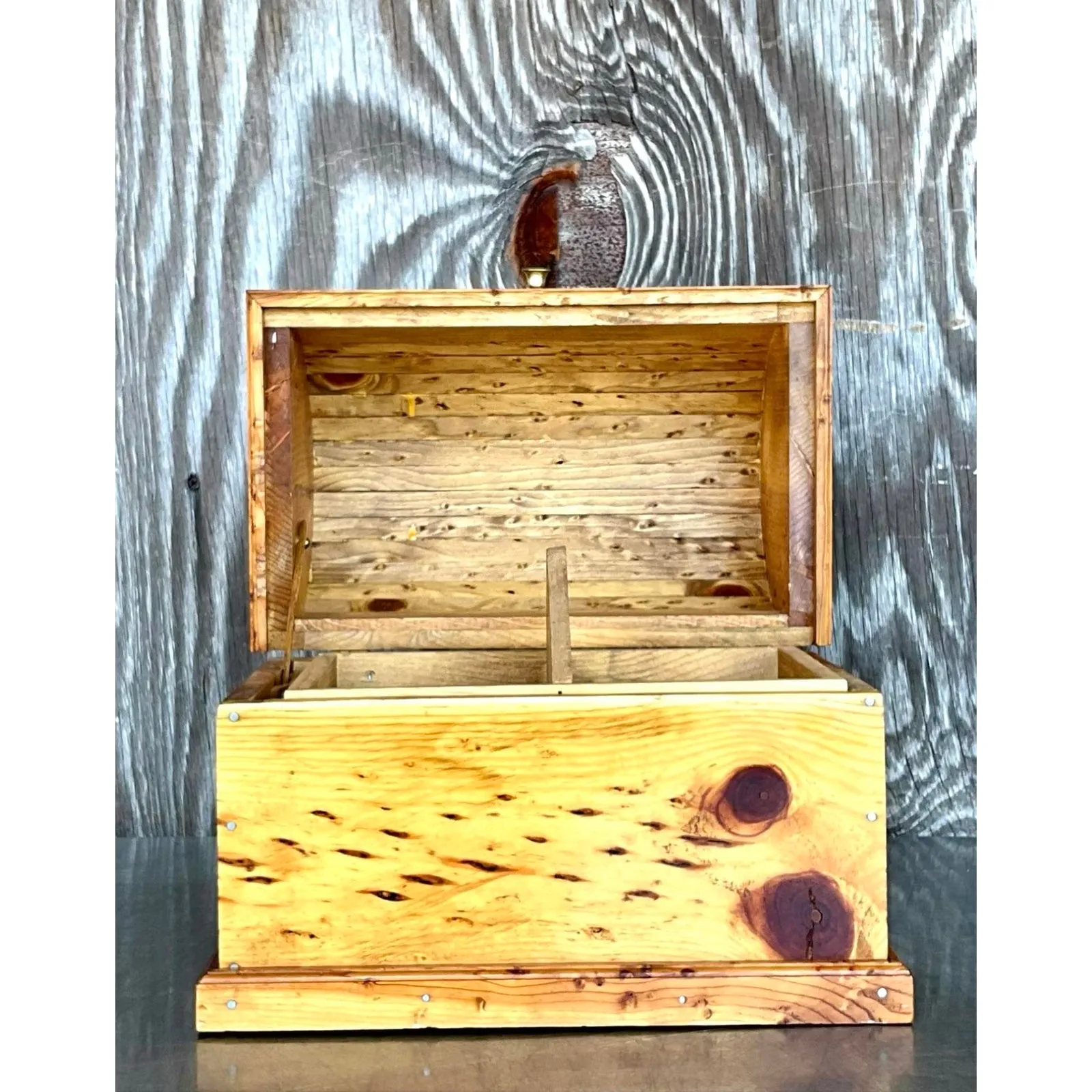 Vintage Domed Knotty Pine Storage Box — additional photo 2