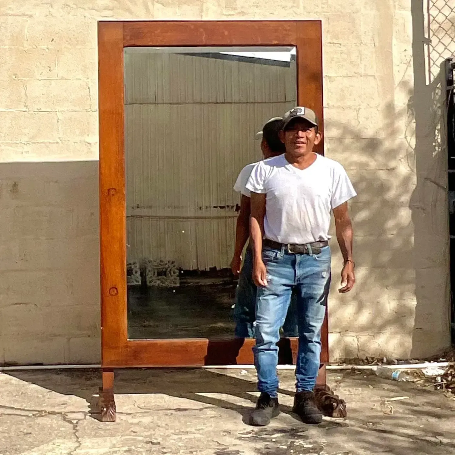 Vintage Early 20th Century Boho Standing Floor Mirror — additional photo 3