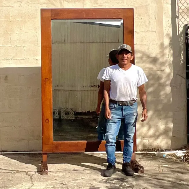 Vintage Early 20th Century Boho Standing Floor Mirror — additional photo 3