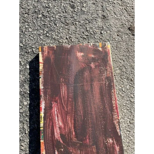 Vintage Early 21st Century Russell Christoffersen Abstract on Canvas Over Decoupage — additional photo 1