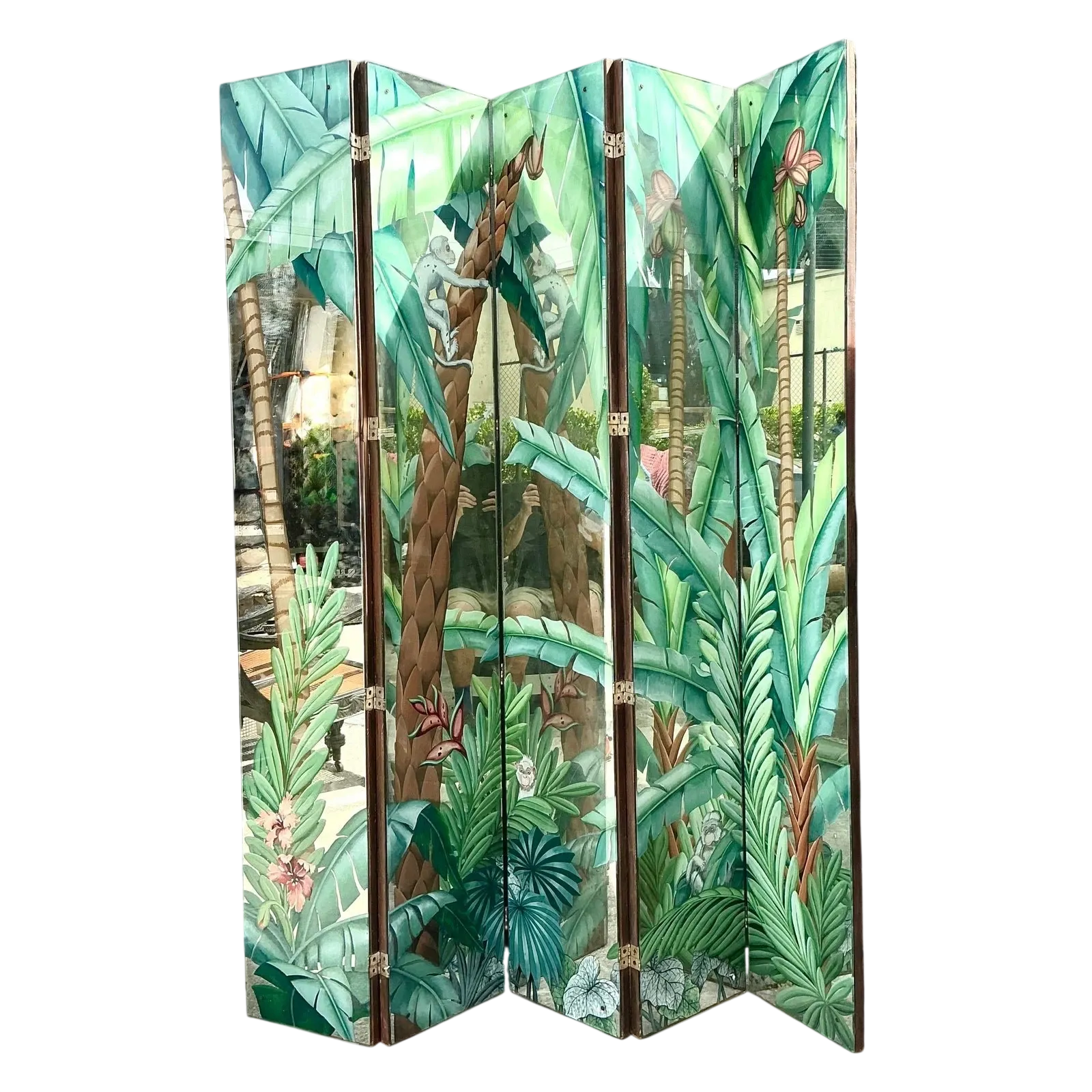 Vintage Eglomise Hand Painted Mirrored Screen — additional photo 2