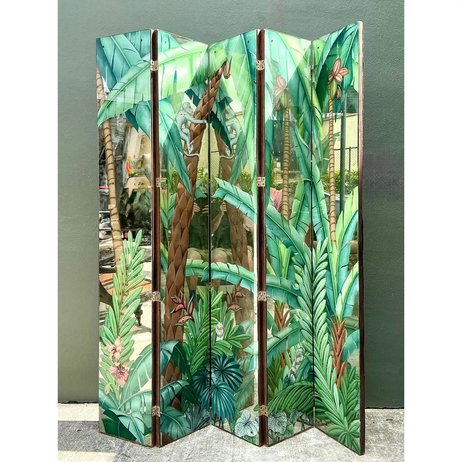 Vintage Eglomise Hand Painted Mirrored Screen — additional photo 3