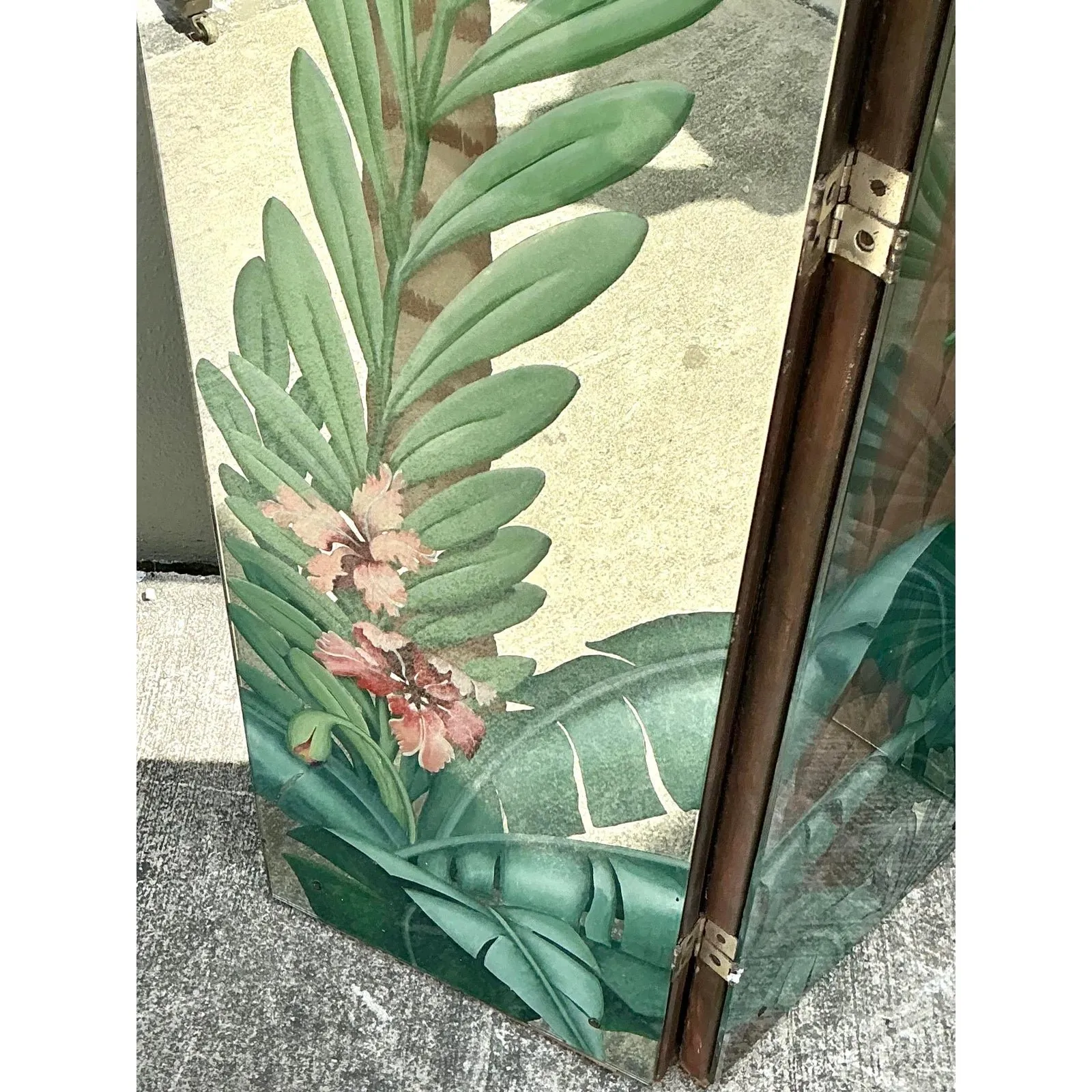 Vintage Eglomise Hand Painted Mirrored Screen — additional photo 5