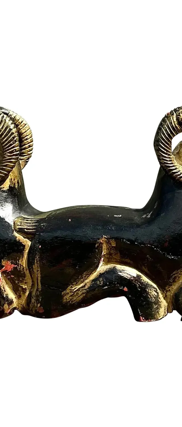 Vintage Egyptian Gilt Tipped Rams Head Sculpture