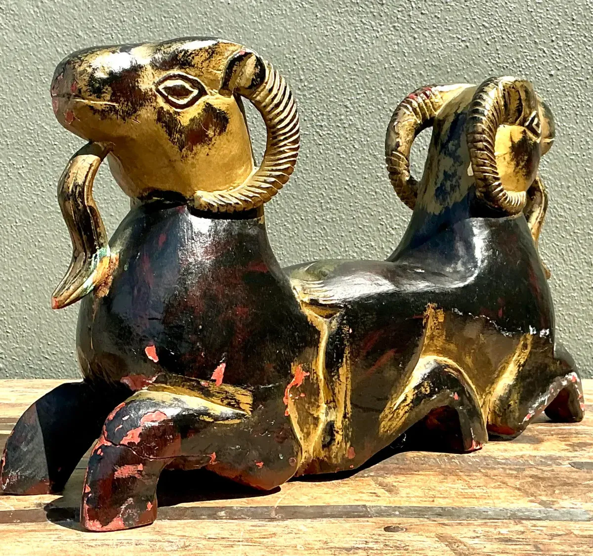 Vintage Egyptian Gilt Tipped Rams Head Sculpture — additional photo 4