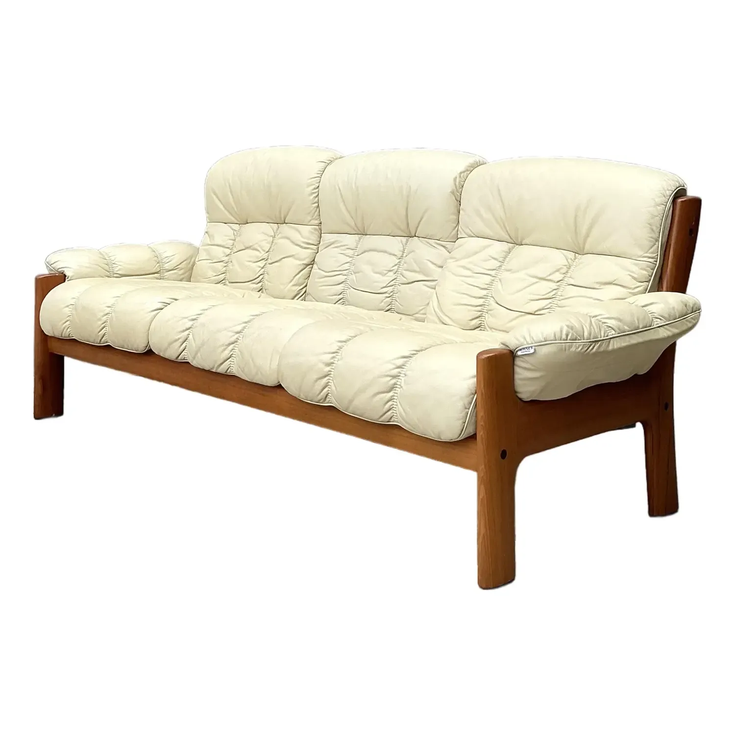Vintage Ekornes Channel Tufted Leather Sofa — additional photo 1
