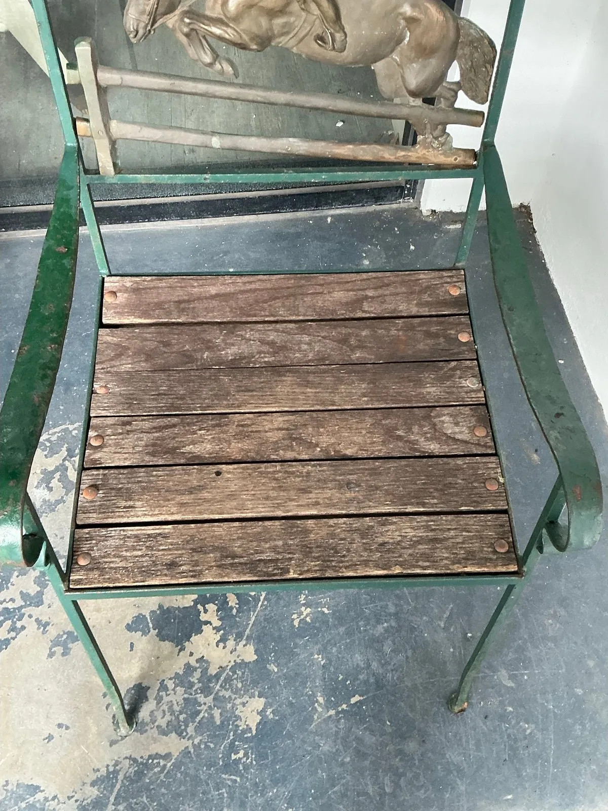 Vintage Equestrian Bronze Leaping Horse Chair