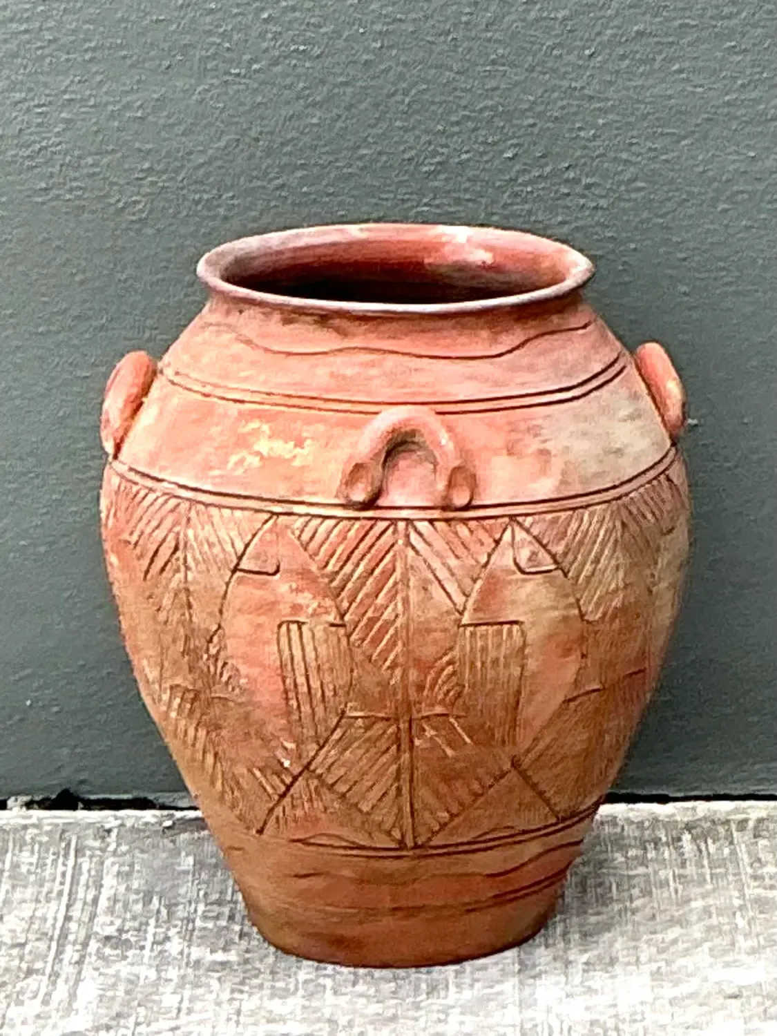 Vintage Etched Terracotta Urn — additional photo 1