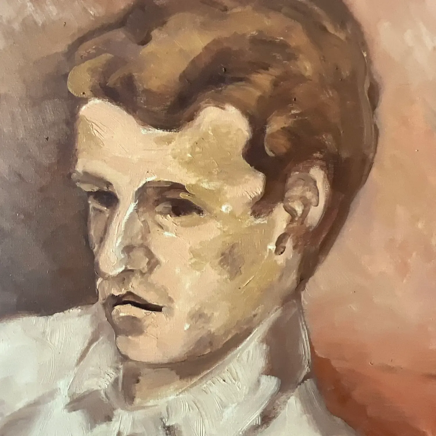Vintage 1962 Italian Expressionist Signed Male Portrait Oil Painting — additional photo 3