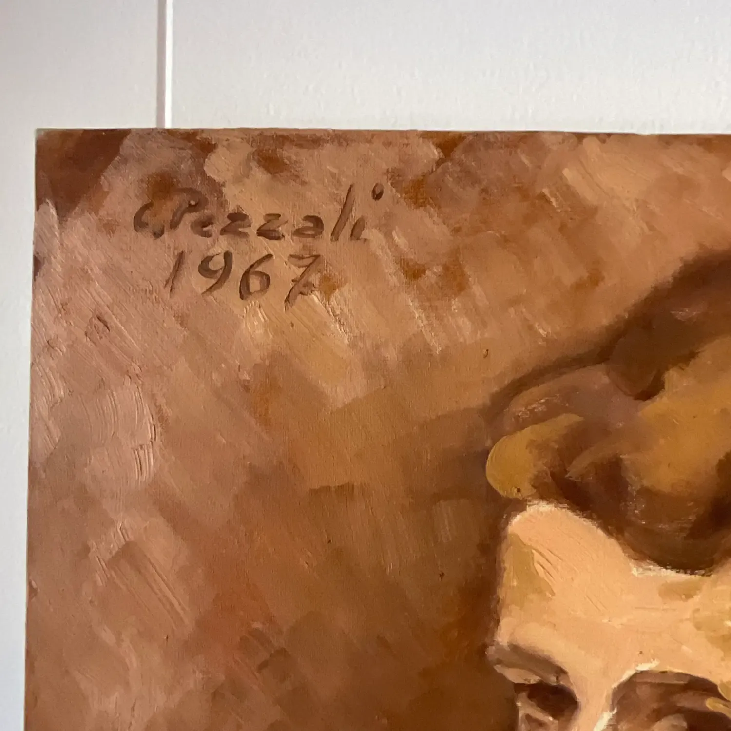 Vintage 1962 Italian Expressionist Signed Male Portrait Oil Painting — additional photo 7