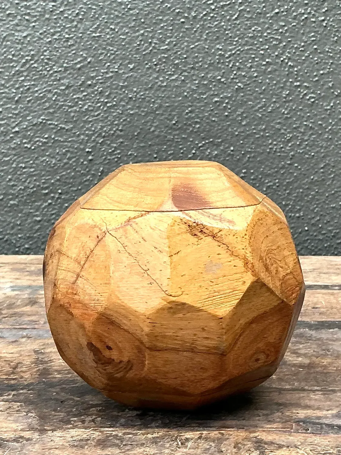 Vintage Faceted Wood Sphere — additional photo 1