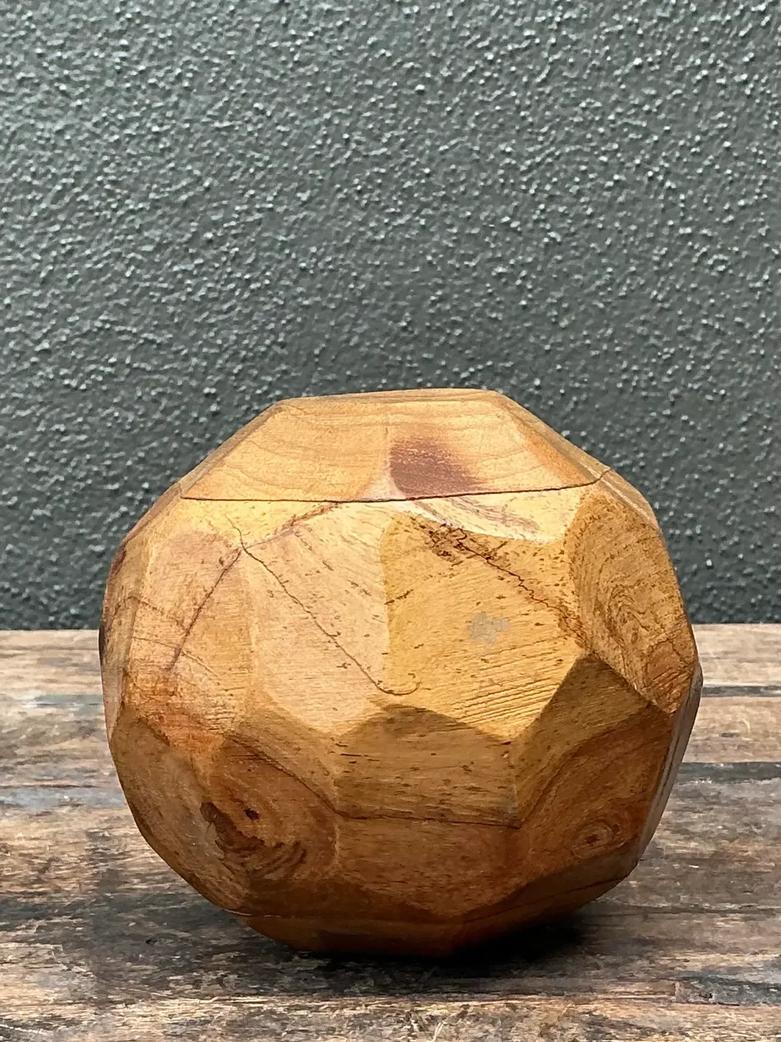 Vintage Faceted Wood Sphere — additional photo 2