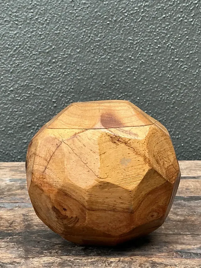 Vintage Faceted Wood Sphere — additional photo 2