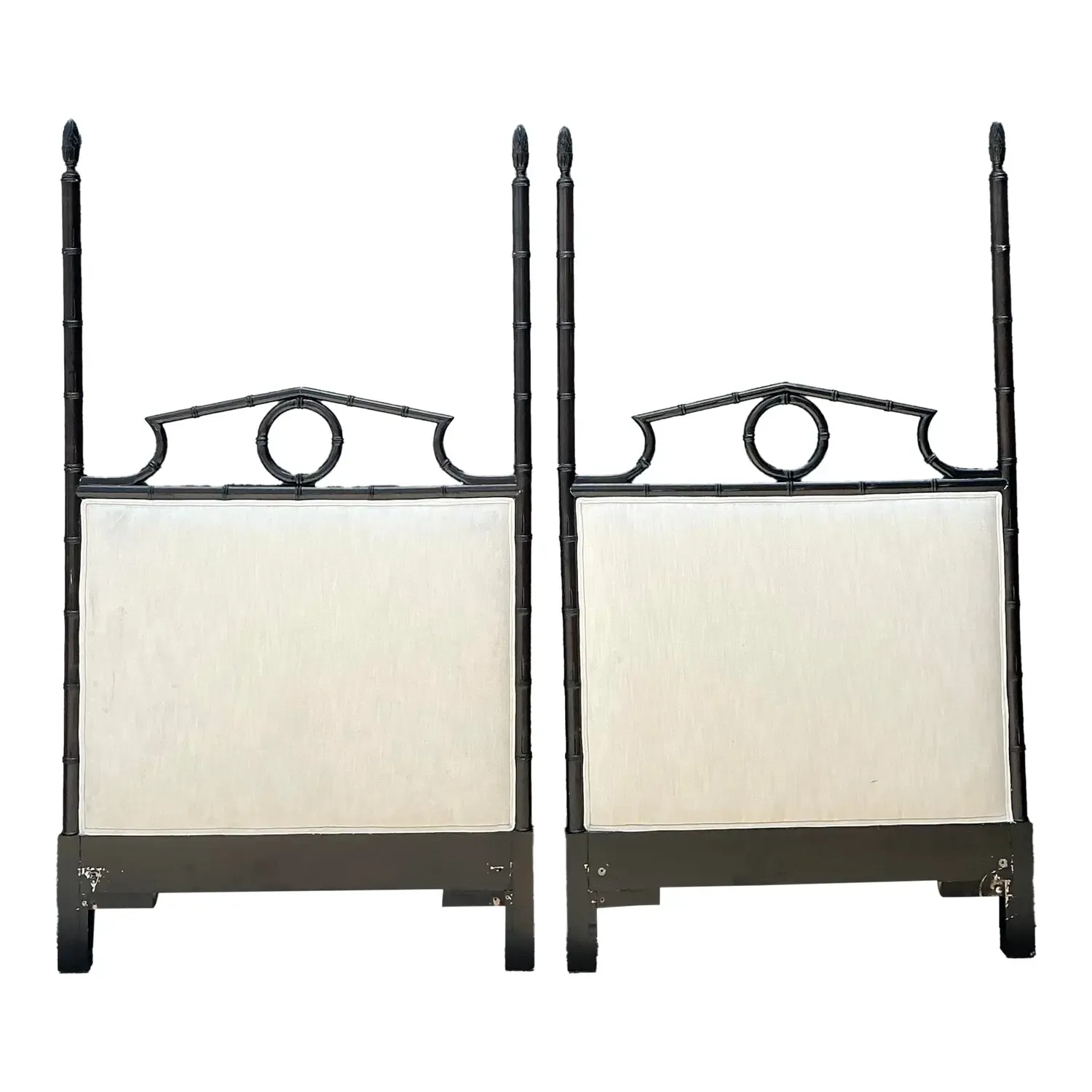 Vintage Faux Bamboo Pediment Twin Headboards - A Pair — additional photo 1