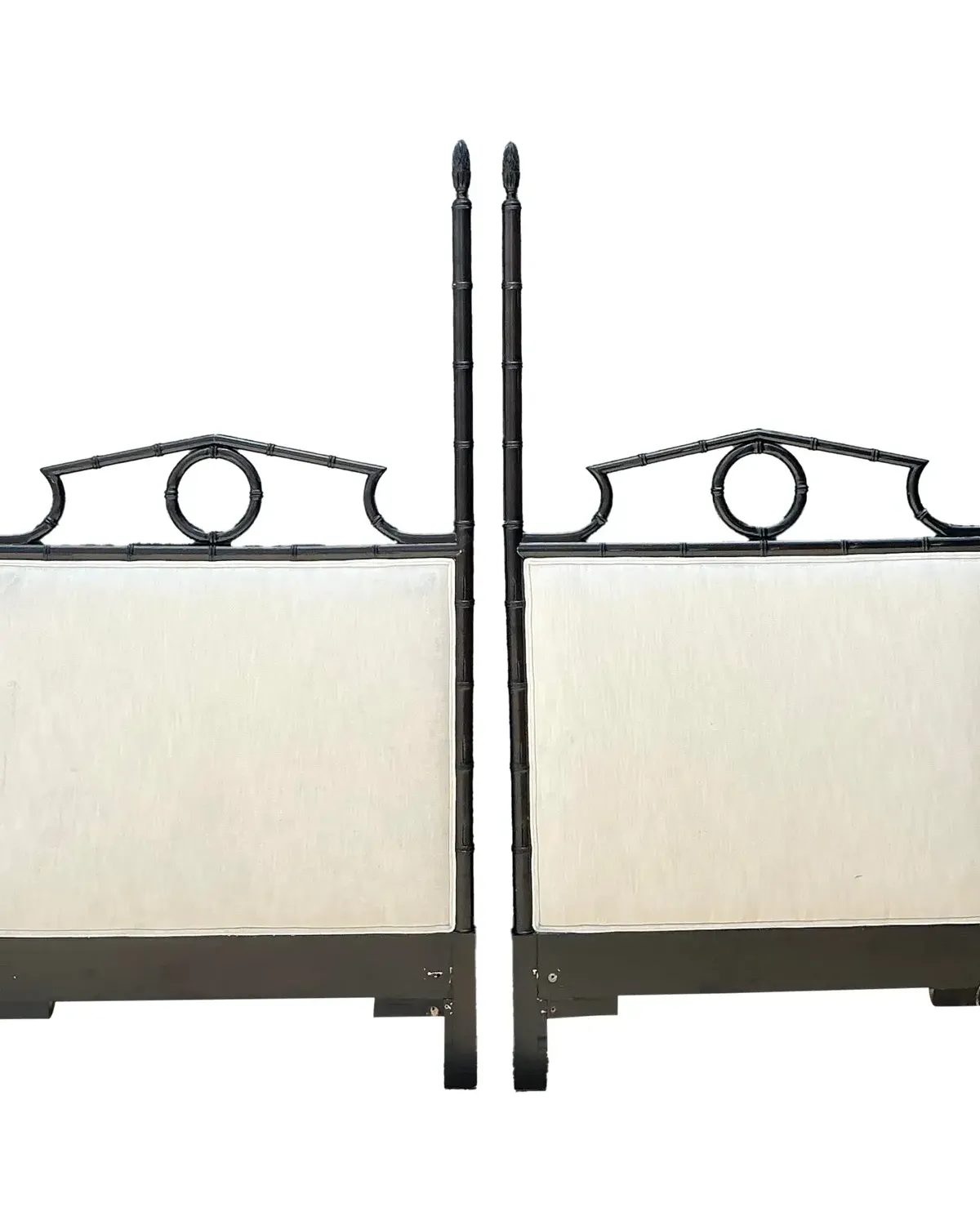 Vintage Faux Bamboo Pediment Twin Headboards - A Pair