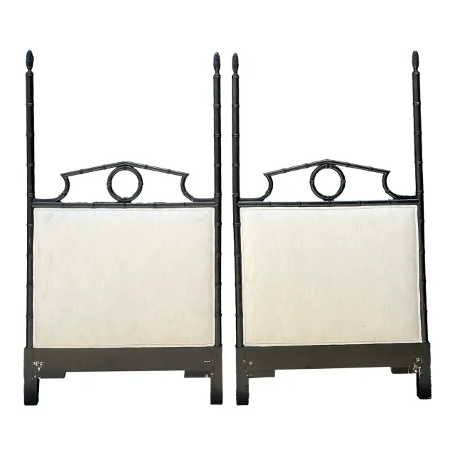Vintage Faux Bamboo Pediment Twin Headboards - A Pair — additional photo 1