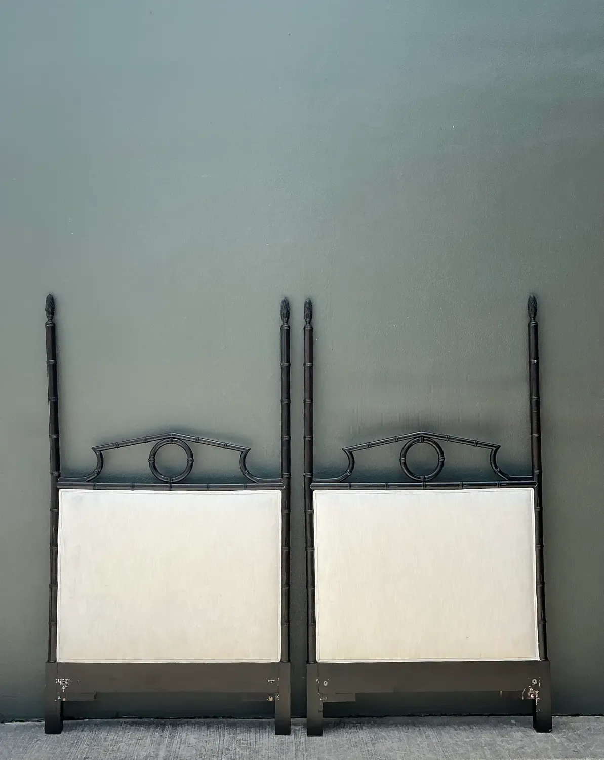 Vintage Faux Bamboo Pediment Twin Headboards - A Pair — additional photo 2