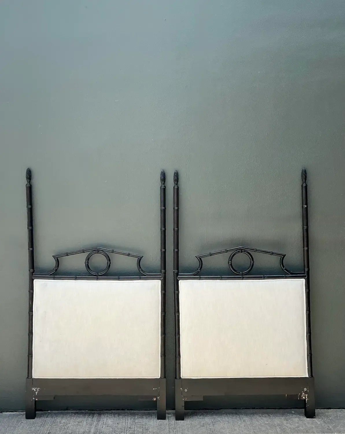 Vintage Faux Bamboo Pediment Twin Headboards - A Pair — additional photo 3
