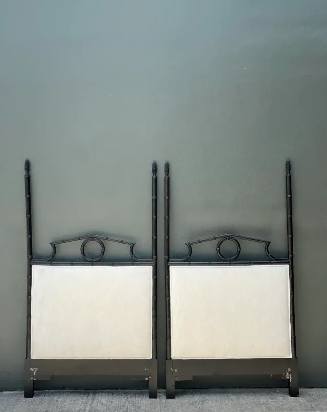 Vintage Faux Bamboo Pediment Twin Headboards - A Pair — additional photo 3