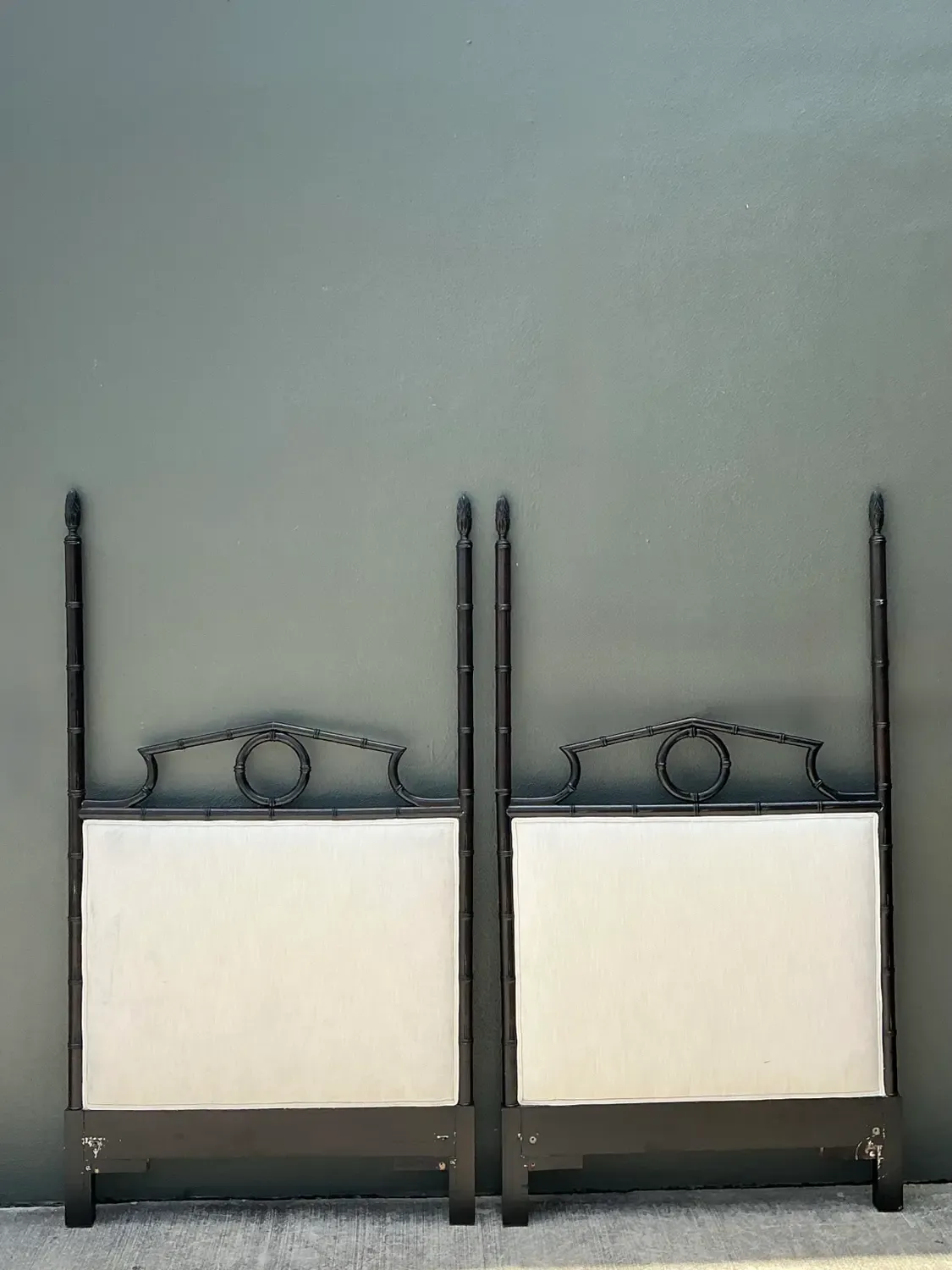 Vintage Faux Bamboo Pediment Twin Headboards - A Pair — additional photo 4