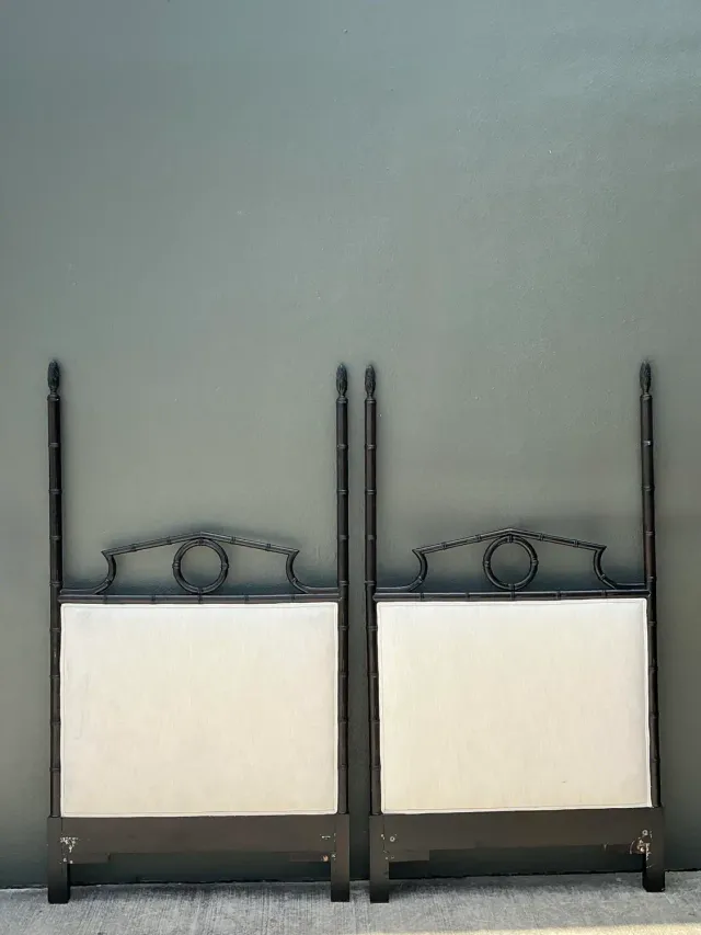 Vintage Faux Bamboo Pediment Twin Headboards - A Pair — additional photo 4