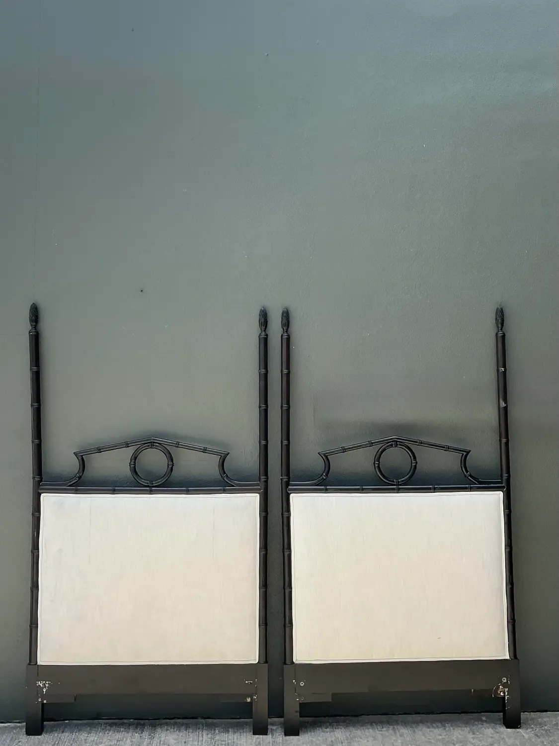 Vintage Faux Bamboo Pediment Twin Headboards - A Pair — additional photo 6