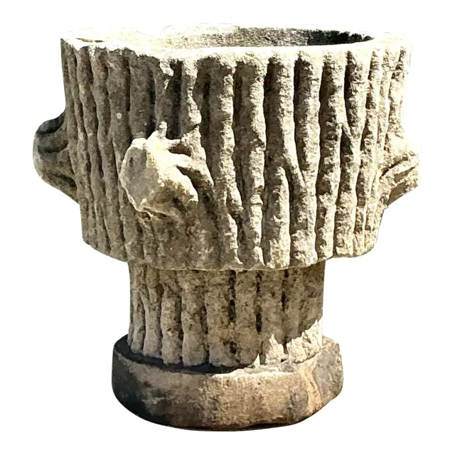 Vintage Faux Bois Cast Concrete Trunk Planter — additional photo 1