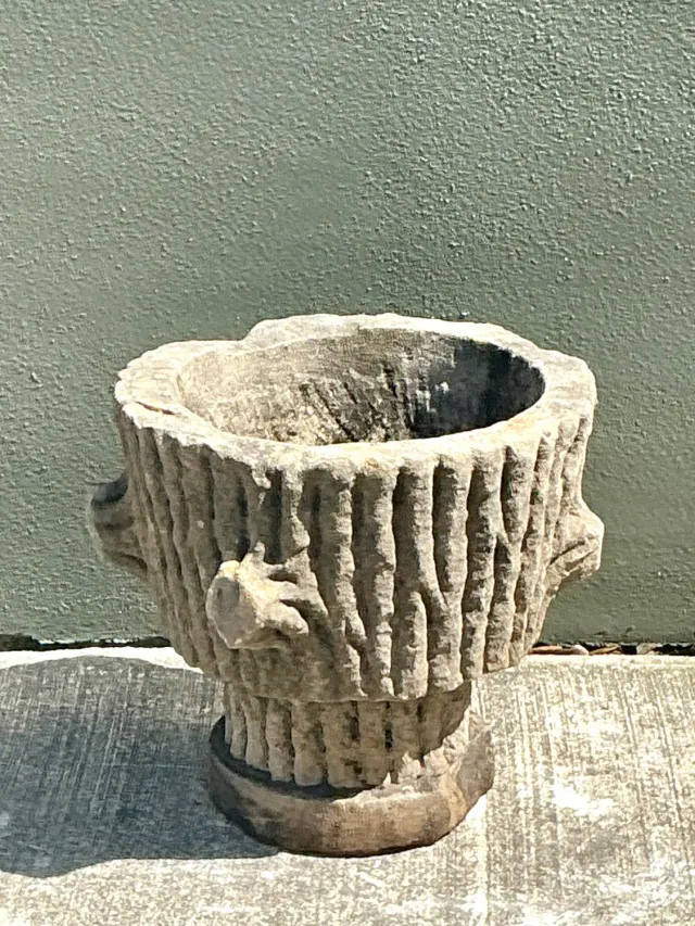 Vintage Faux Bois Cast Concrete Trunk Planter — additional photo 2