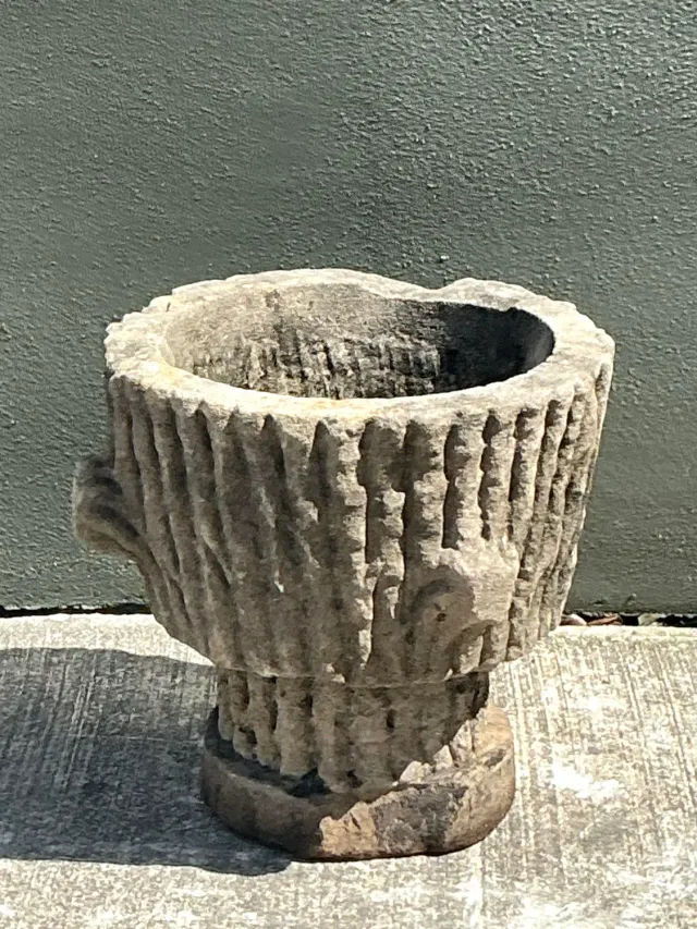Vintage Faux Bois Cast Concrete Trunk Planter — additional photo 3