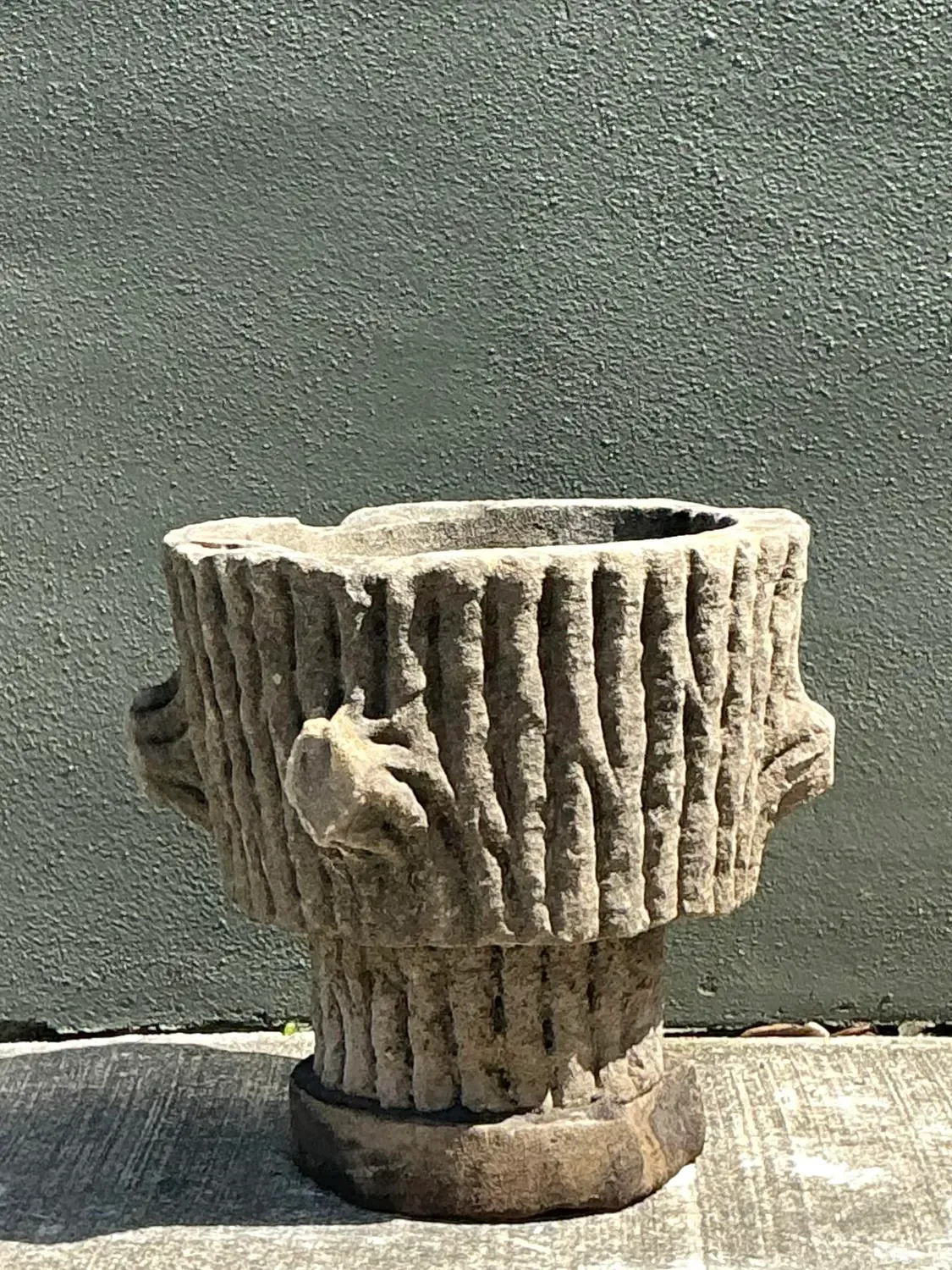 Vintage Faux Bois Cast Concrete Trunk Planter — additional photo 4