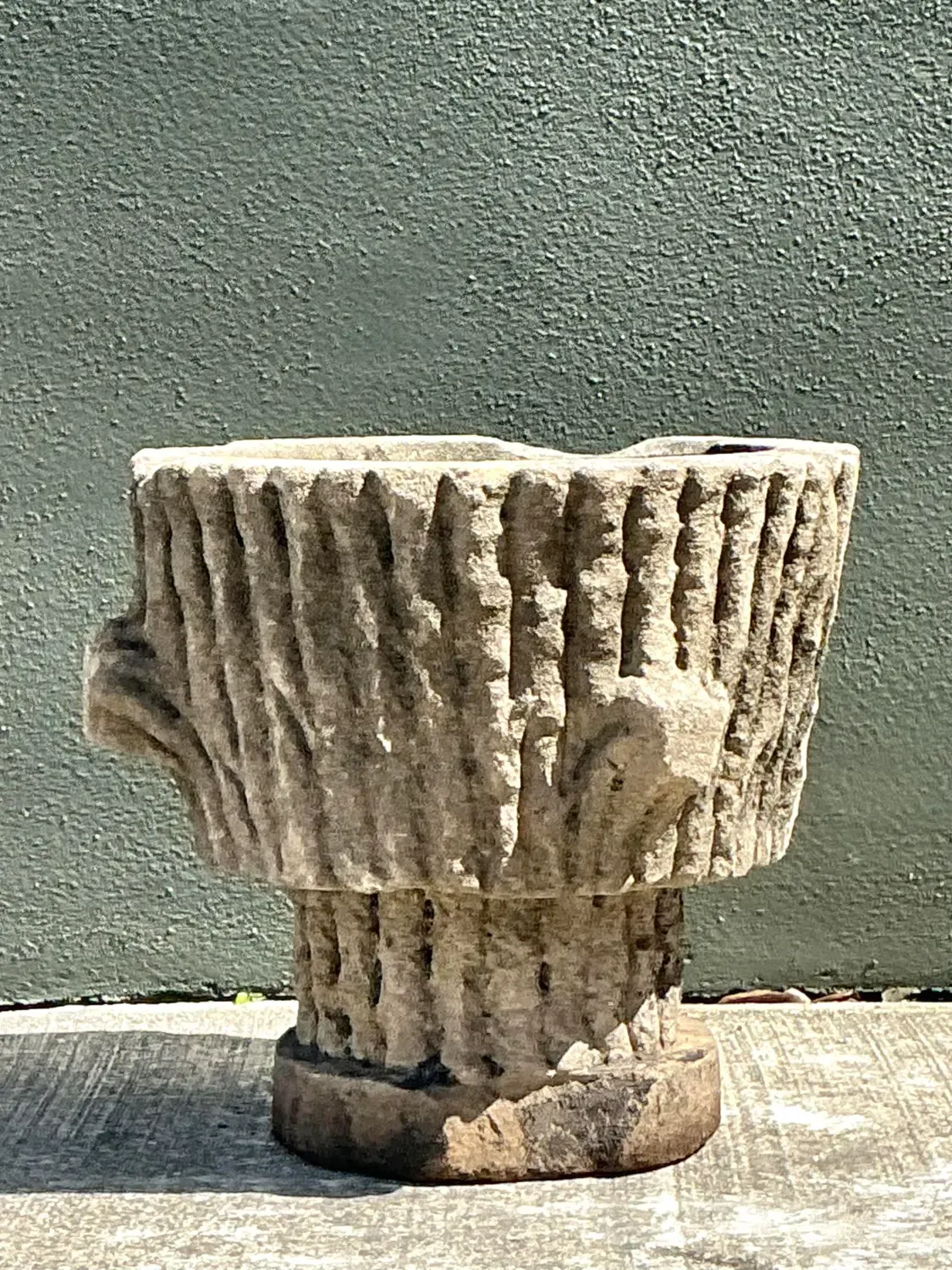 Vintage Faux Bois Cast Concrete Trunk Planter — additional photo 5
