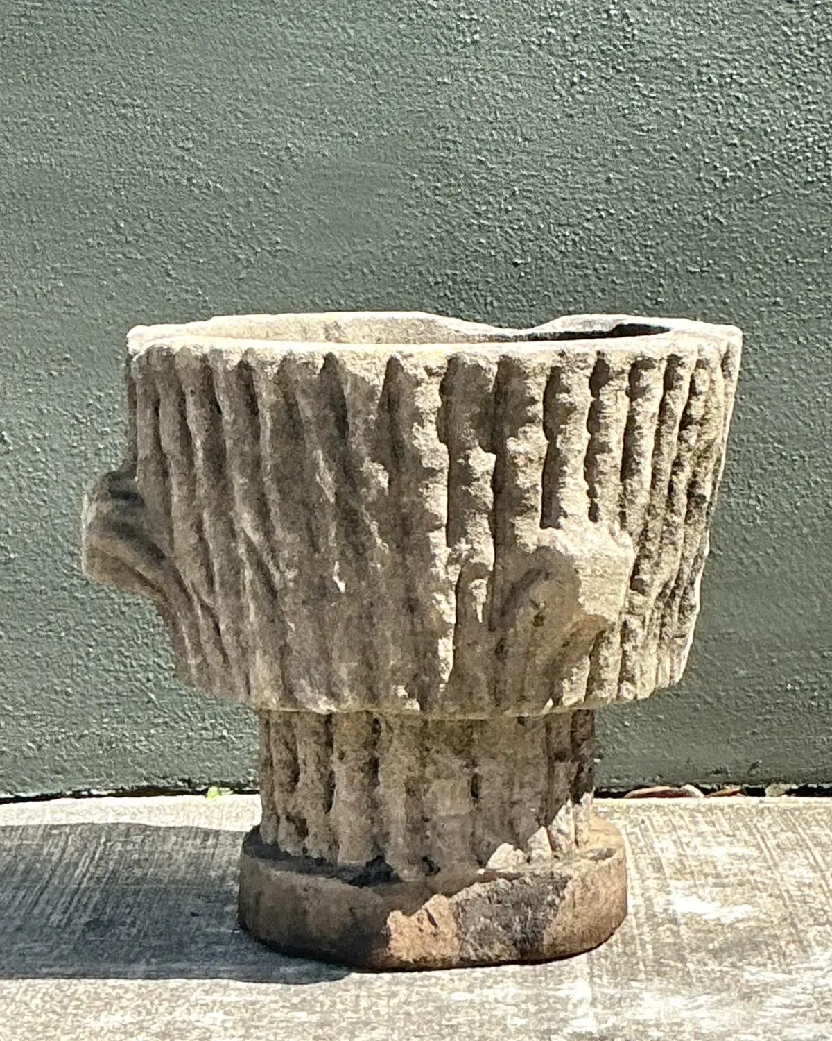 Vintage Faux Bois Cast Concrete Trunk Planter — additional photo 6