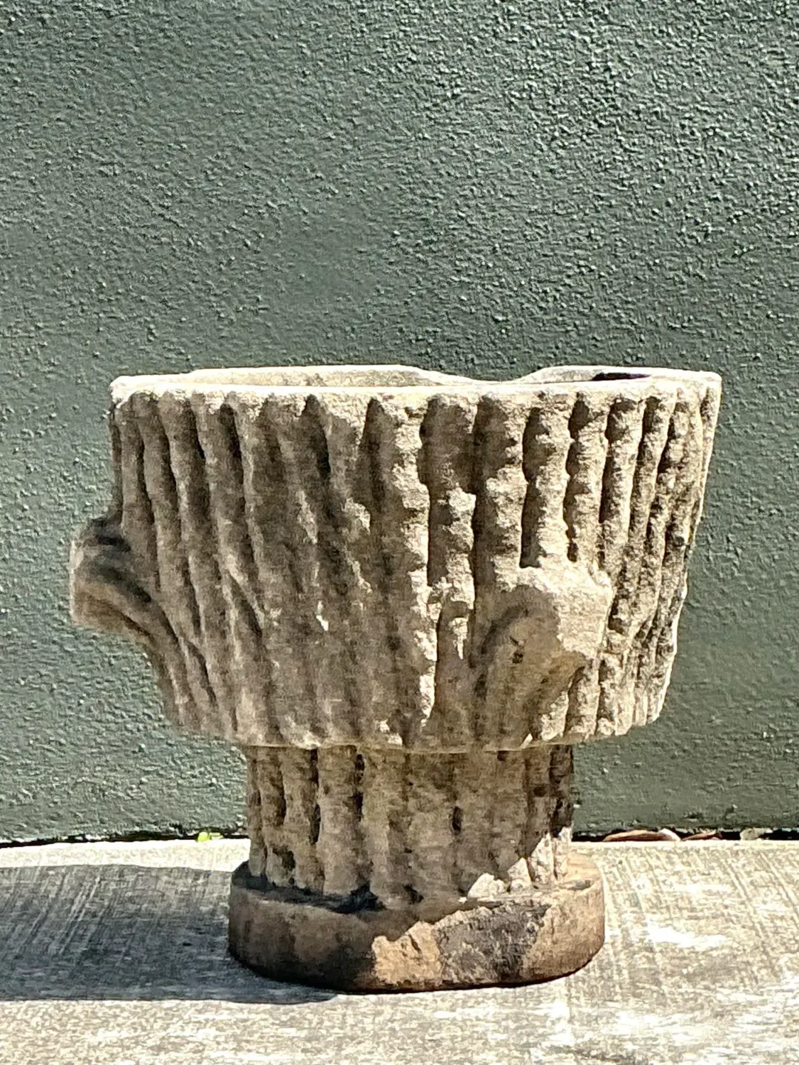 Vintage Faux Bois Cast Concrete Trunk Planter — additional photo 8