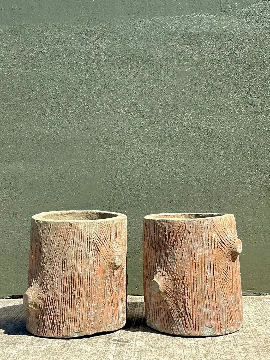 Vintage Faux Bois Concrete Planters — additional photo 1