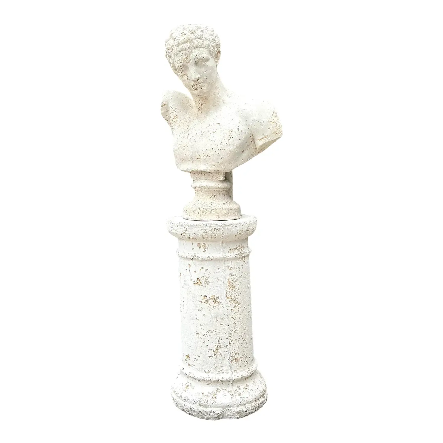 Vintage Faux Coral Cast Plaster Bust of Hermes on Pedestal — additional photo 3