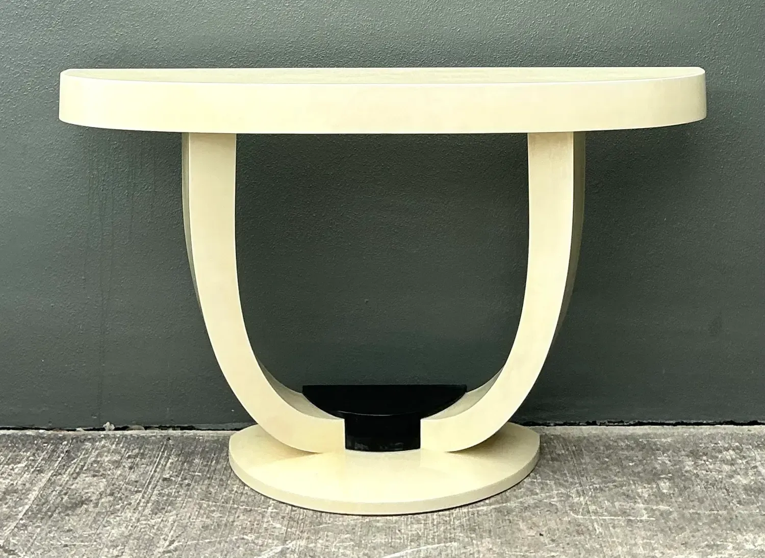 Vintage Faux Goatskin Console Table After Karl Springer