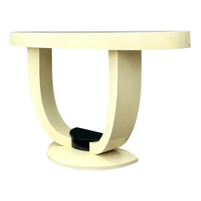 Vintage Faux Goatskin Console Table After Karl Springer — additional photo 2