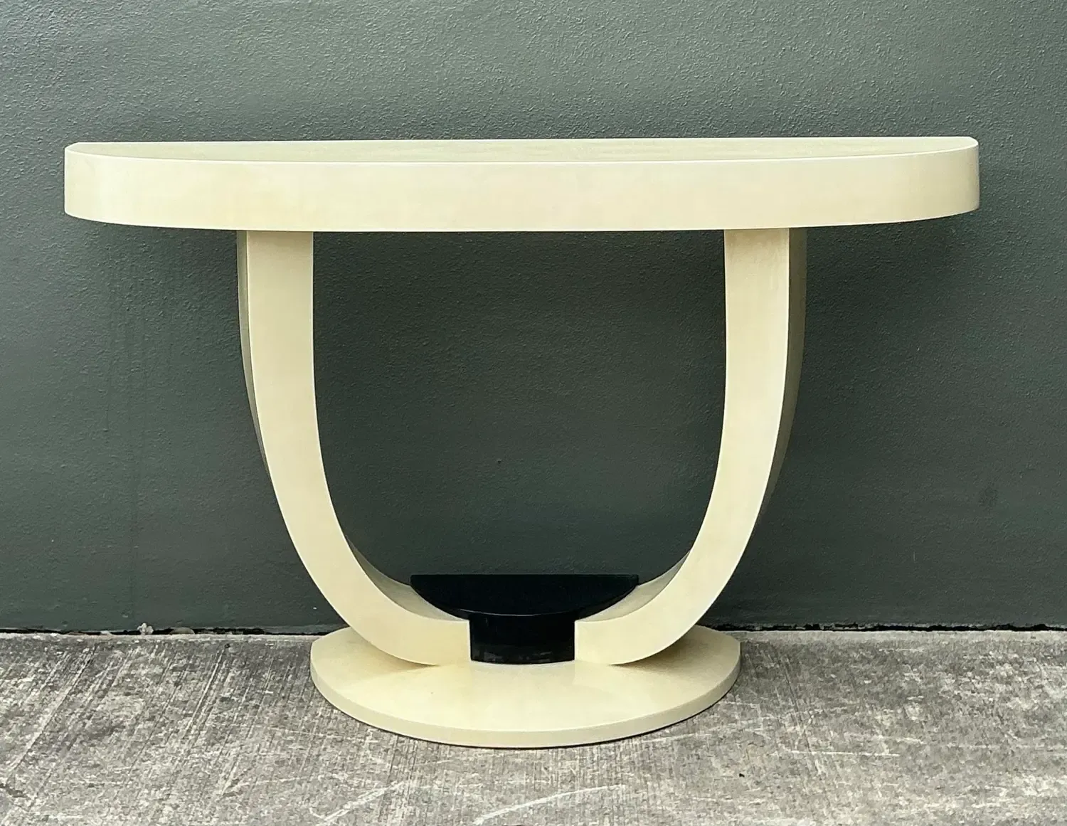 Vintage Faux Goatskin Console Table After Karl Springer — additional photo 3